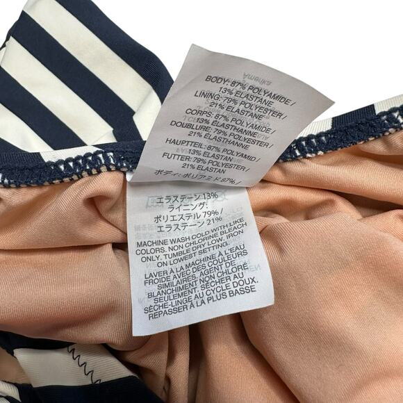 J CREW Bow Front One Piece Swimsuit Classic Stripe Women's Size 6 Blue Cream - Picture 7 of 9